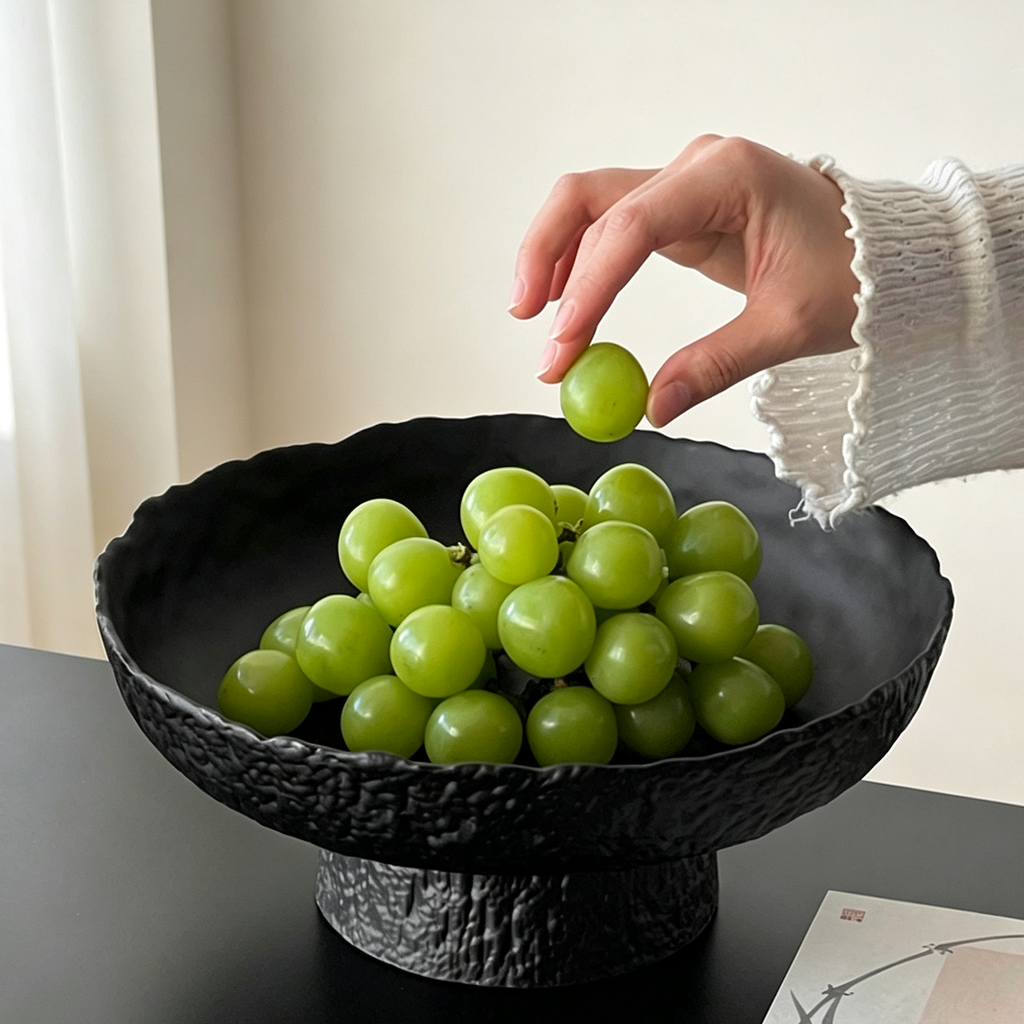 Crystal Glass Tall Footed Fruit Bowl