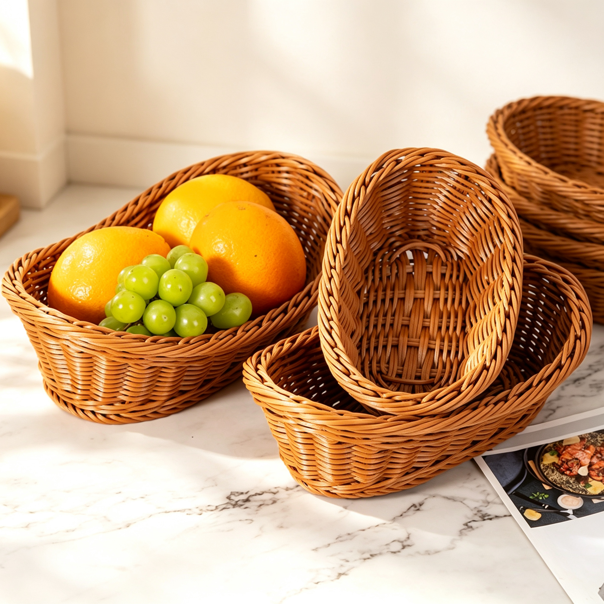 Rattan Basket Style Small Fruit Basket for Home