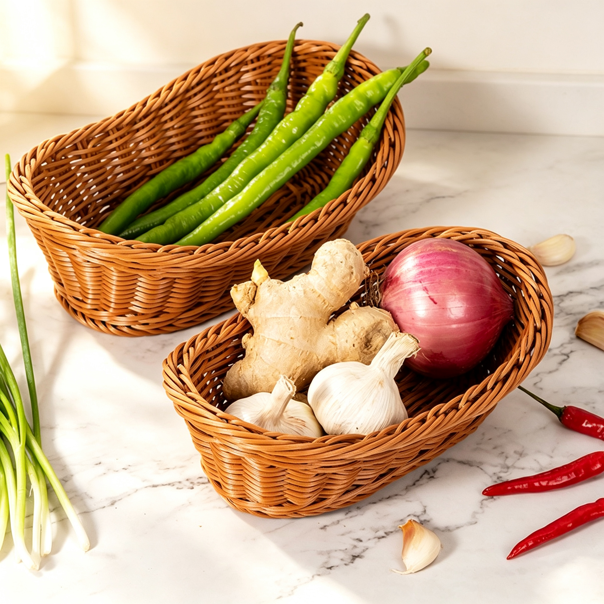 Rattan Basket Style Small Fruit Basket for Home