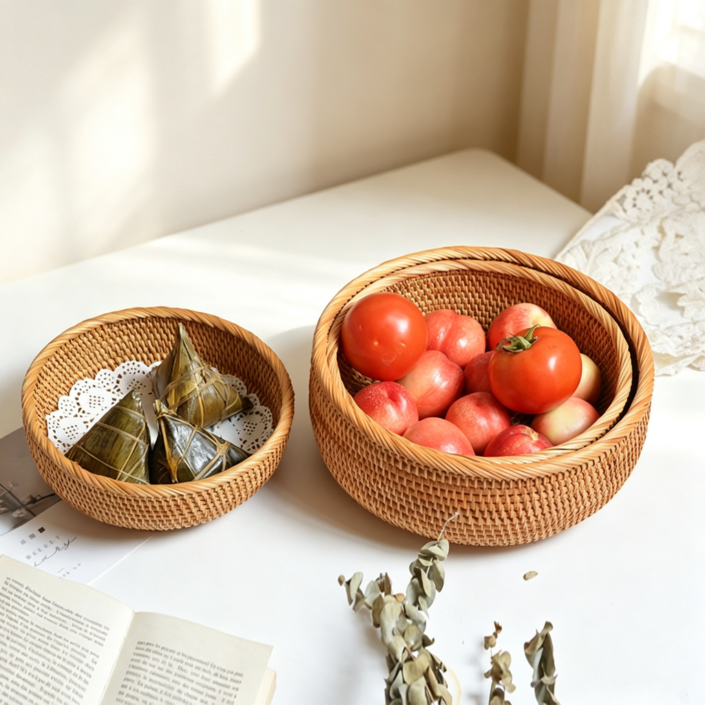 Vietnam Rattan Woven Fruit Basket