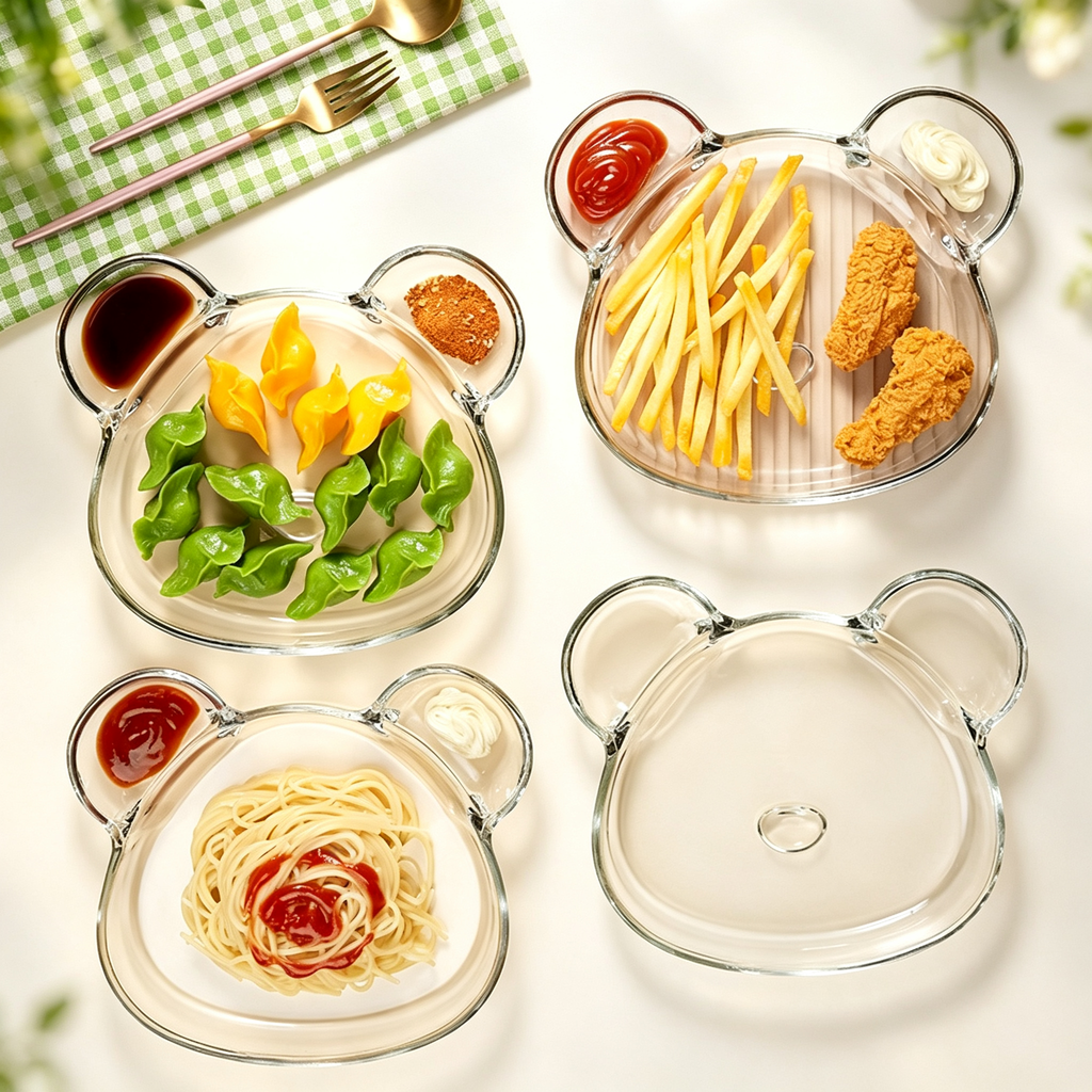 Glass Divided Plate Minimalist Flat Dish